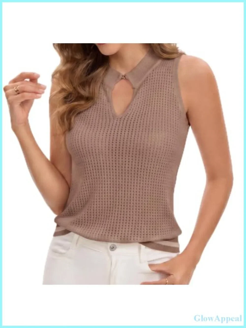 Sleeveless Eyelet Knit Sweater Vest Crop Tank Top Women Summer